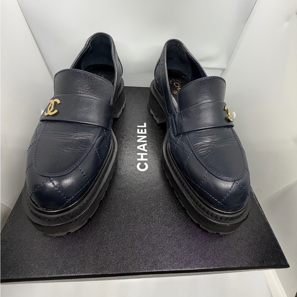 Chanel Women’s Navy Blue Loafers